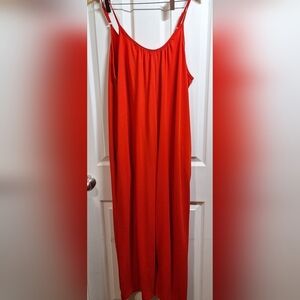 Red Jumper with Spaghetti Straps Overall Pants XL
